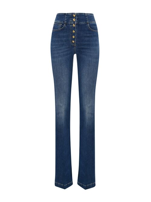 Jeans a zampa in cotone stretch con bottoniera Elisabetta Franchi | PJ66S46E2104